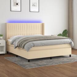 vidaXL krémszínű szövet rugós és LED-es ágy matraccal 180 x 200 cm (3138498)