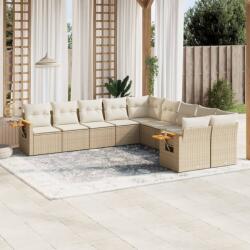 vidaXL 10 részes bézs polyrattan kerti ülőgarnitúra párnával (3259594)
