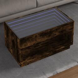 vidaXL füstös tölgy végtelen hatású LED-es dohányzóasztal 90x50x50 cm (847669)