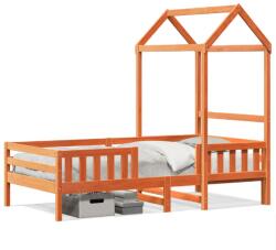 vidaXL viaszbarna tömör fenyőfa ágykeret tetővel 90 x 190 cm (3282167)
