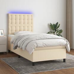 vidaXL krémszínű szövet rugós és LED-es ágy matraccal 100x200 cm (3135178)