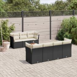 vidaXL 8 részes fekete polyrattan kerti ülőgarnitúra párnákkal (3255832)