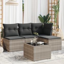 vidaXL 5 részes világosszürke polyrattan kerti ülőgarnitúra párnákkal (3249351)