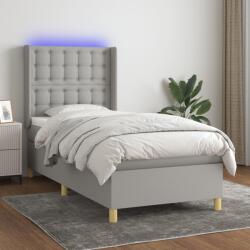vidaXL világosszürke szövet rugós és LED-es ágy matraccal 80 x 200 cm (3139149)