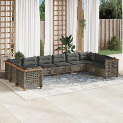 vidaXL 10 részes szürke polyrattan kerti ülőgarnitúra párnákkal (3262023)