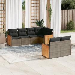 vidaXL 7 részes szürke polyrattan kerti ülőgarnitúra párnákkal (3227824)