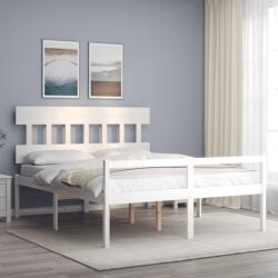 vidaXL fehér tömör fa ágy időseknek fejtámlával King Size (3195422)