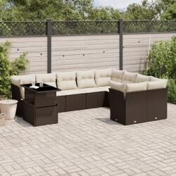vidaXL 10 részes barna polyrattan kerti ülőgarnitúra párnákkal (3266853)