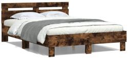 vidaXL füstös tölgy színű szerelt fa ágykeret fejtámlával 135x190 cm (3207445)