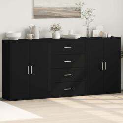 vidaXL 3 db fekete szerelt fa tálalószekrény 60 x 31 x 84 cm (3276575)