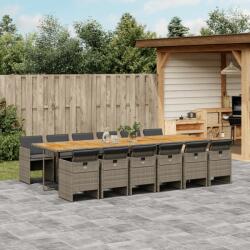 vidaXL 13 részes szürke polyrattan kerti ülőgarnitúra párnákkal (3210590)