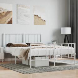 vidaXL fehér fém ágykeret fej- és lábtámlával 135x190 cm (352546)