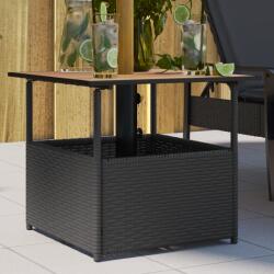 vidaXL fekete polyrattan kerti asztal napernyőlyukkal 55x55x46, 5 cm (364117)