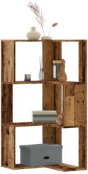vidaXL 3 szintes antik fa szerelt fa sarok könyvespolc 50 x 50 x 102cm (852598)