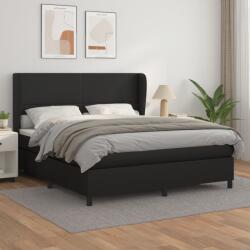 vidaXL fekete műbőr rugós ágy matraccal 160 x 200 cm (3128919)