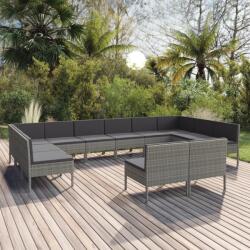 vidaXL 12 részes szürke polyrattan kerti ülőgarnitúra párnákkal (3094614)