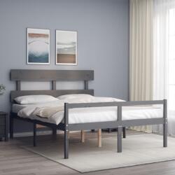 vidaXL szürke tömör fa ágy időseknek fejtámlával King Size (3195358)