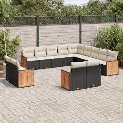 vidaXL 13 részes fekete polyrattan kerti ülőgarnitúra párnákkal (3260607)