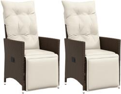 vidaXL 2 db barna polyrattan dönthető kerti szék párnákkal (365667) - vidaxl