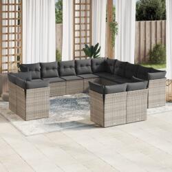 vidaXL 13 részes szürke polyrattan kerti ülőgarnitúra párnákkal (3250389)