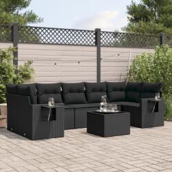 vidaXL 8 részes fekete polyrattan kerti ülőgarnitúra párnákkal (3252272)