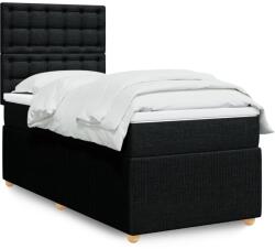 vidaXL fekete szövet rugós ágy matraccal 90x200 cm (3291955)