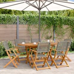 vidaXL 6 db szürke polyrattan és tömör fa összecsukható kerti szék (3214560)