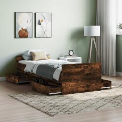 vidaXL füstös tölgy színű ágykeret fej- és lábtámlával 75 x 190 cm (3203821)