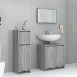 vidaXL 3 részes szürke sonoma színű szerelt fa fürdőszobai bútorszett (3143932) - vidaxl