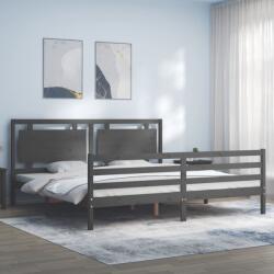 vidaXL szürke tömör fa ágykeret fejtámlával 200 x 200 cm (3194073)