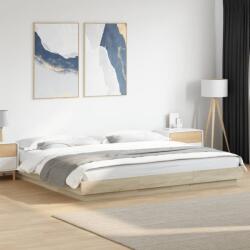 vidaXL sonoma tölgy színű szerelt fa ágykeret LED-del 200 x 200 cm (3281072) - vidaxl
