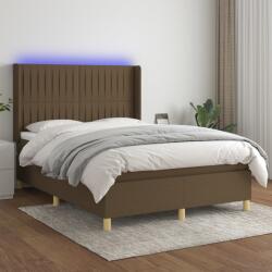 vidaXL barna szövet rugós és LED-es ágy matraccal 140x200 cm (3139040)