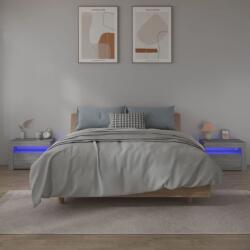 vidaXL 2 db szürke sonoma színű éjjeliszekrény LED-ekkel 60x35x40 cm (3144973)