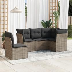 vidaXL 5 részes szürke polyrattan kerti ülőgarnitúra párnákkal (3249479)
