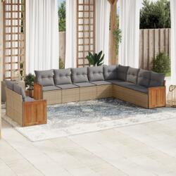 vidaXL 10 részes bézs polyrattan kerti ülőgarnitúra párnával (3227795) - vidaxl