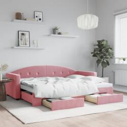 vidaXL rózsaszín kihúzható bársony heverő fiókkal 80 x 200 cm (3197345)