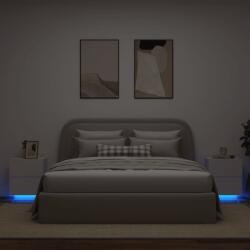vidaXL 2 db fehér szerelt fa éjjeliszekrény LED-fényekkel (836736)