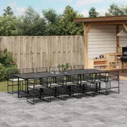 vidaXL 13 részes fekete polyrattan kerti ülőgarnitúra párnákkal (3295012)
