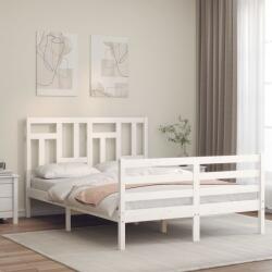 vidaXL fehér tömör fa ágykeret fejtámlával 140 x 190 cm (3194942)