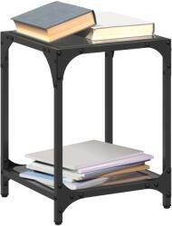 vidaXL 2 db acél dohányzóasztal fekete üveglappal 30 x 30 x 40 cm (845957)