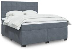 vidaXL sötétszürke bársony rugós ágy matraccal 180x200 cm (3293279) - vidaxl