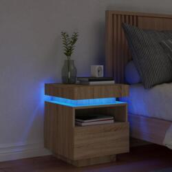 vidaXL sonoma tölgy színű éjjeliszekrény LED-ekkel 40 x 39 x 48, 5 cm (836788) - vidaxl