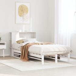 vidaXL fehér tömör fa könyvespolcos ágy matrac nélkül 100 x 200 cm (3323903)