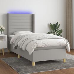 vidaXL világosszürke szövet rugós és LED-es ágy matraccal 80 x 200 cm (3138909)