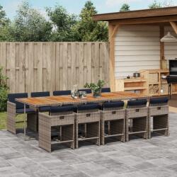vidaXL 11 részes szürke polyrattan kerti ülőgarnitúra párnákkal (3277885)