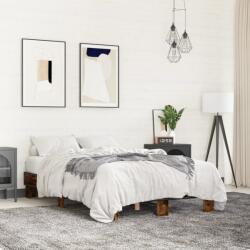 vidaXL füstös tölgyszínű szerelt fa és fém ágykeret 135 x 190 cm (845894)