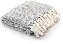 vidaXL szürke pamut pléd halszálka mintával 125 x 150 cm (245318)
