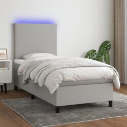 vidaXL világosszürke szövet rugós és LED-es ágy matraccal 80 x 200 cm (3134669)