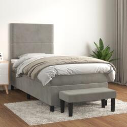 vidaXL világosszürke bársony rugós ágy matraccal 100 x 200 cm (3137767)