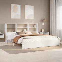 vidaXL fehér tömör fenyőfa könyvespolcos ágy matrac nélkül 180x200 cm (3322400)